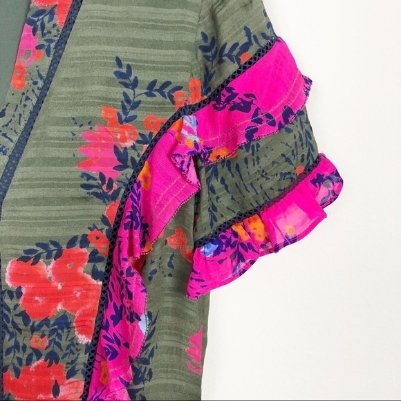 Tanya Taylor Rhett Floral Silk Mini Dress Green Size 4 Casual Cocktail v neck - Picture 5 of 8